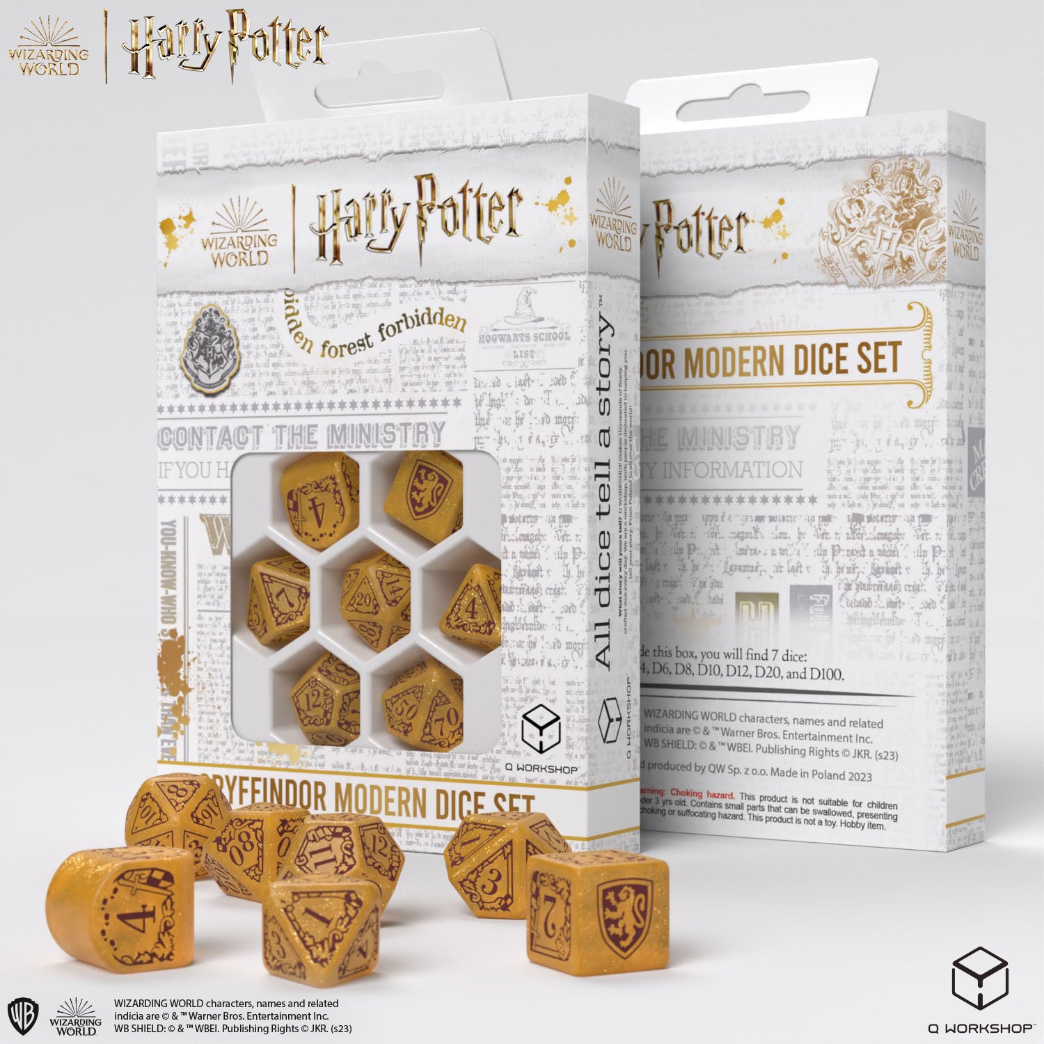 Q Workshop Harry Potter. Gryffindor Modern Dice Set Gold