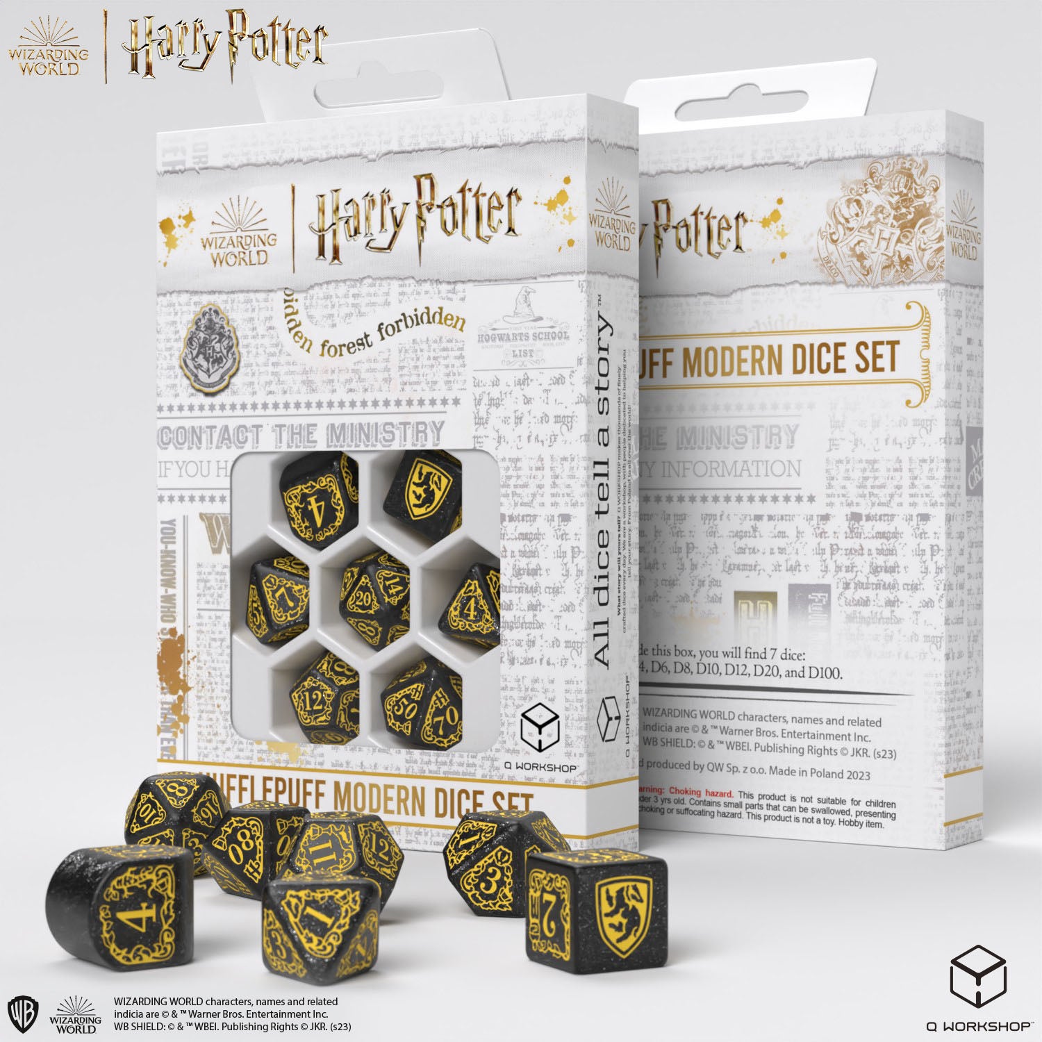 Q Workshop Harry Potter. Hufflepuff Modern Dice Set Black