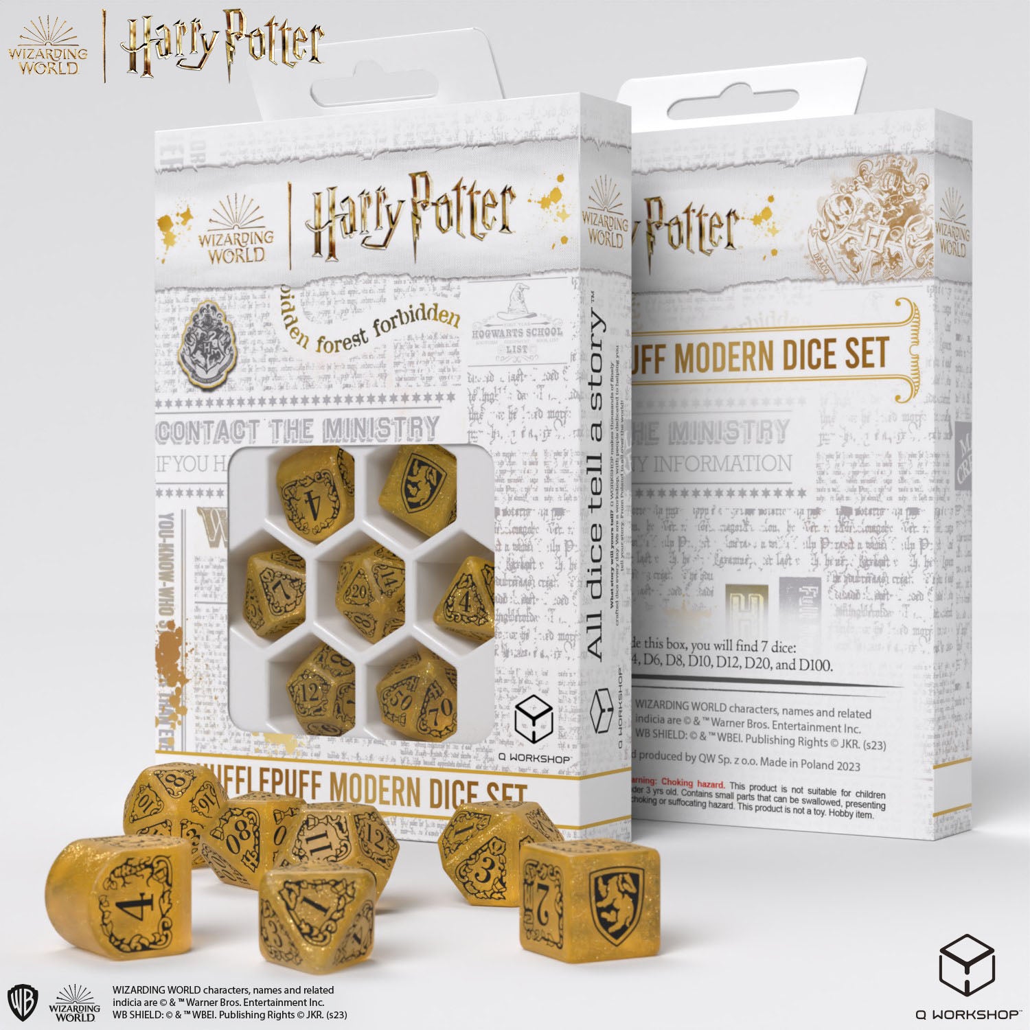 Q Workshop Harry Potter. Hufflepuff Modern Dice Set Yellow