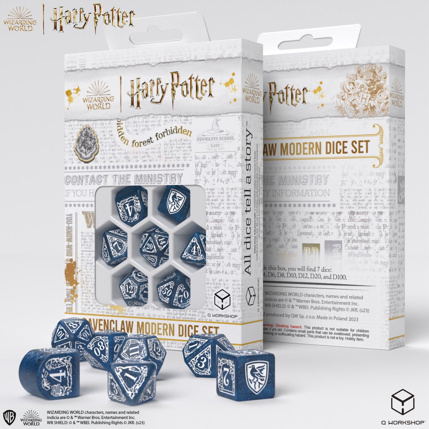 Q Workshop Harry Potter. Ravenclaw Modern Dice Set Blue