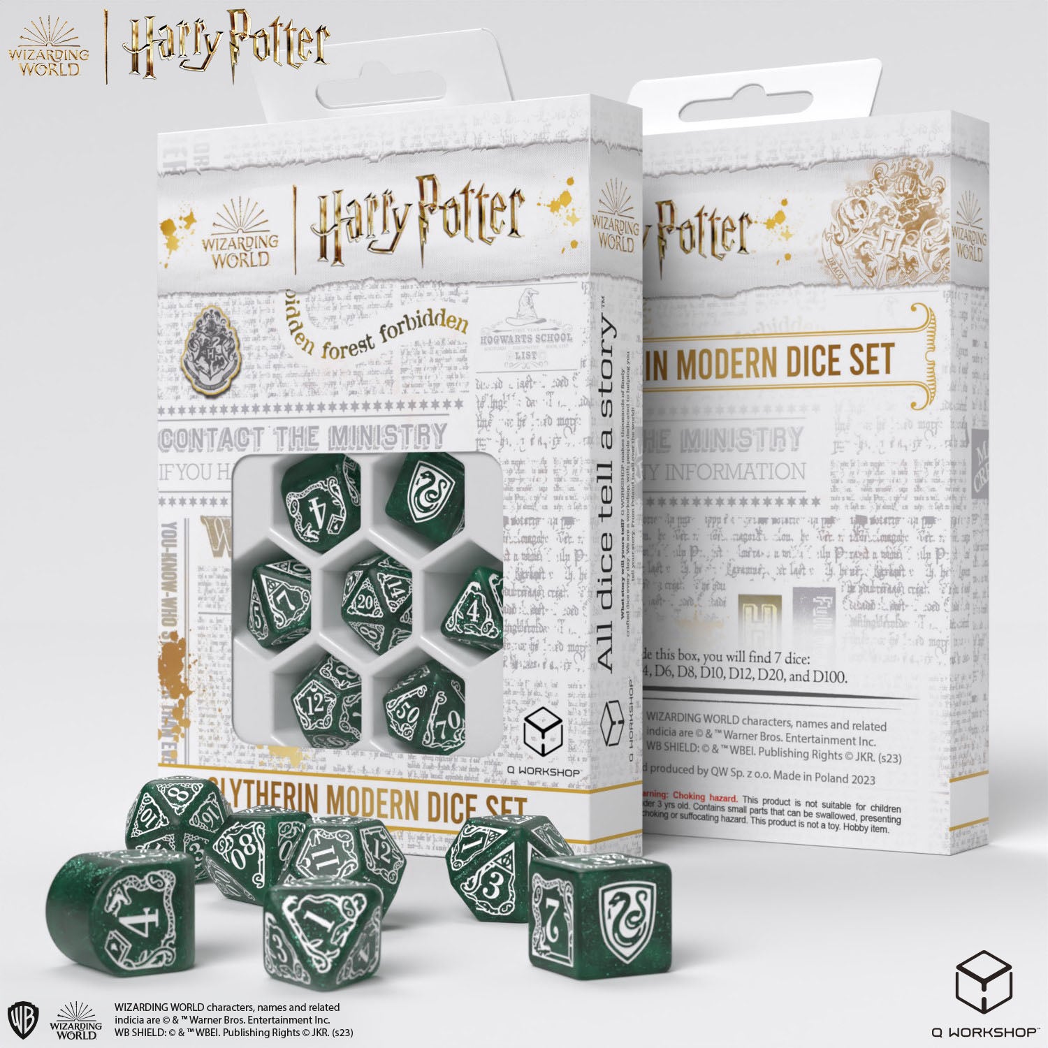 Q Workshop Harry Potter. Slytherin Modern Dice Set Green