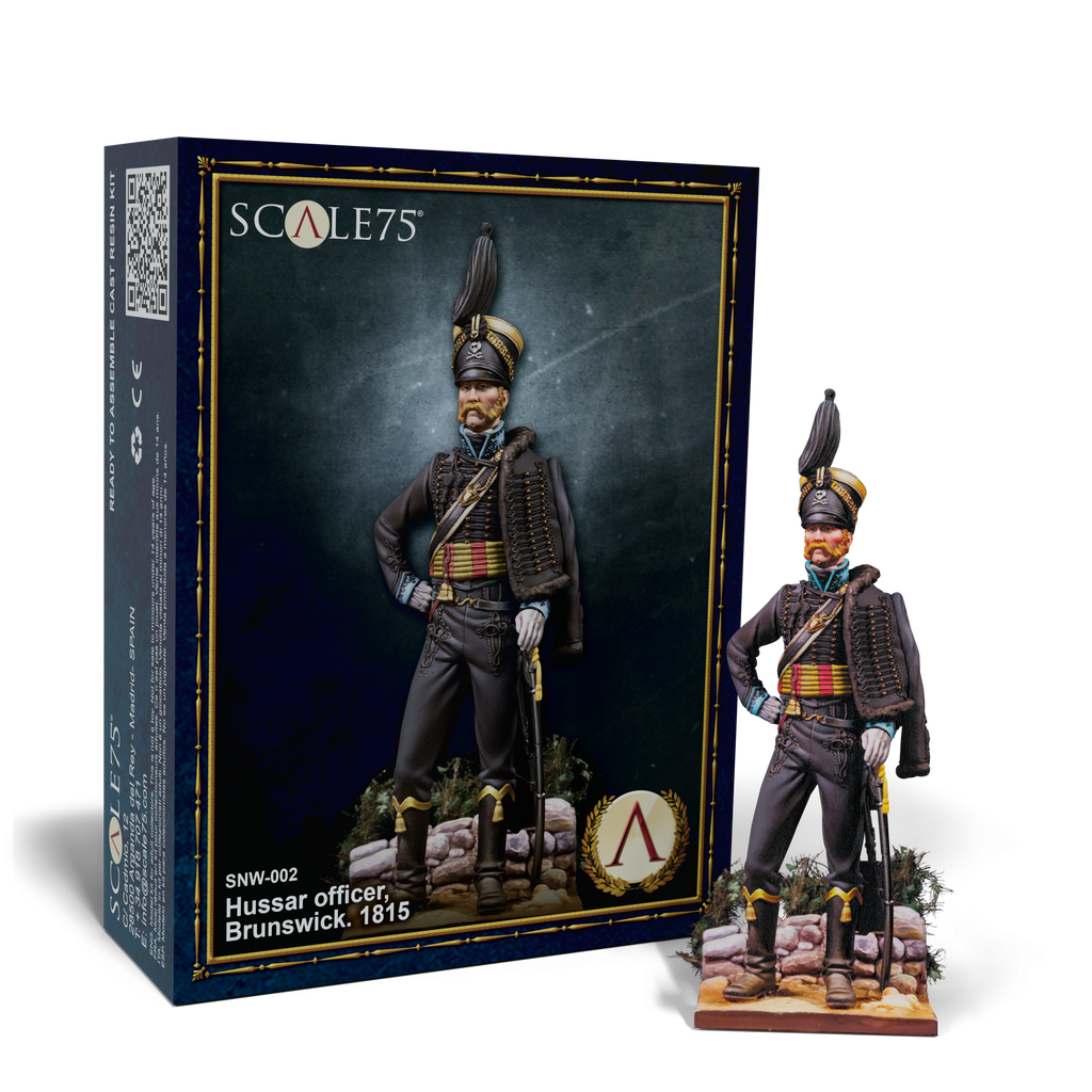 Scale 75 Figures Napoleonic Hussar Officer Brunswick 1815 75mm (3)