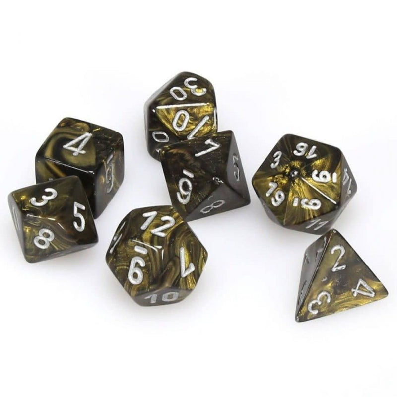 Chessex Leaf Black Gold w/silver Classic Polyhed