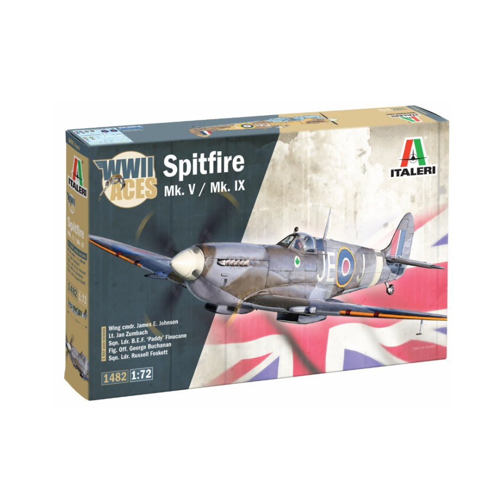 Italeri Spitfire Mk. V-Mk. IX Aces Aircraft Model Kit 1/72 - 1482