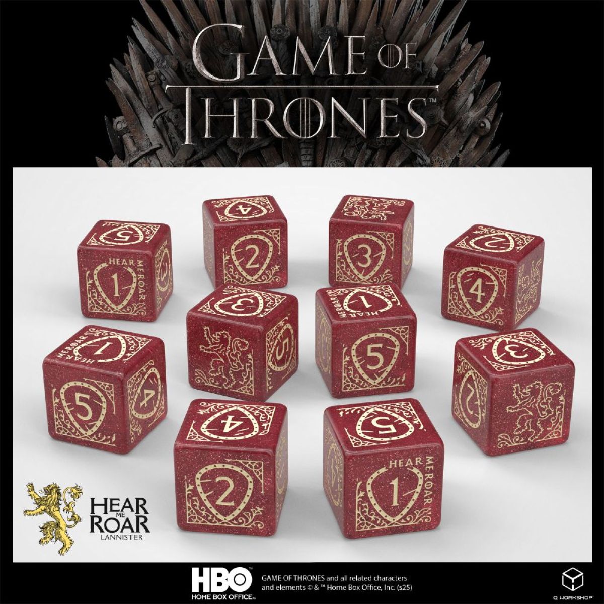 Q Workshop GOT/00190166/2025/2/B Game of Thrones Dice Set: Lannister (10 x D6) (9250514993389)