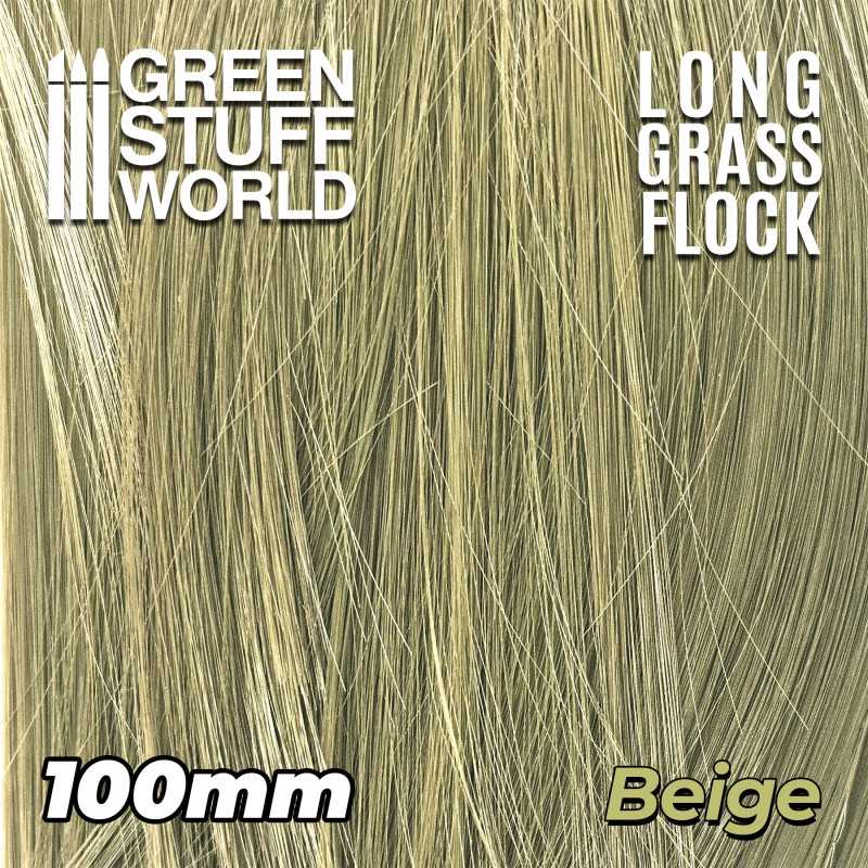 Green Stuff World Long Grass Flock 100mm Color BEIGE