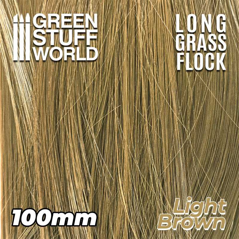 Green Stuff World Long Grass Flock 100mm Color LIGHT BROWN