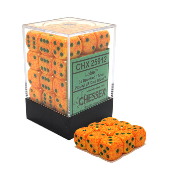 Chessex Speckled 12mm d6 Lotus Dice Block (36 dice)