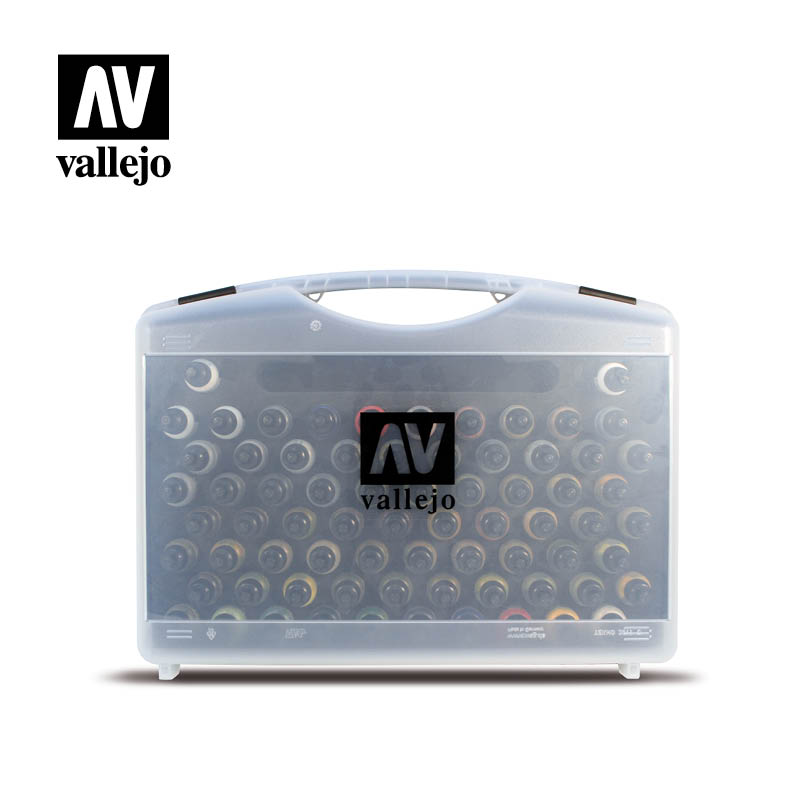 Vallejo 71170 Model Air - 72 Basic Colors set + Brushes Plastic Case (8938317218029)