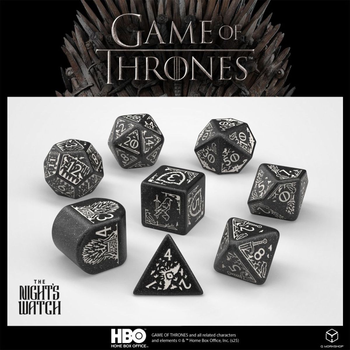 Q Workshop GOT/00190166/2025/5/A Game of Thrones Dice Set: Night's Watch (9250515845357)