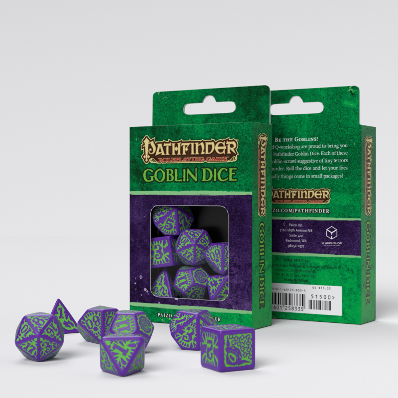Q Workshop Pathfinder Goblin Purple & green Dice Set