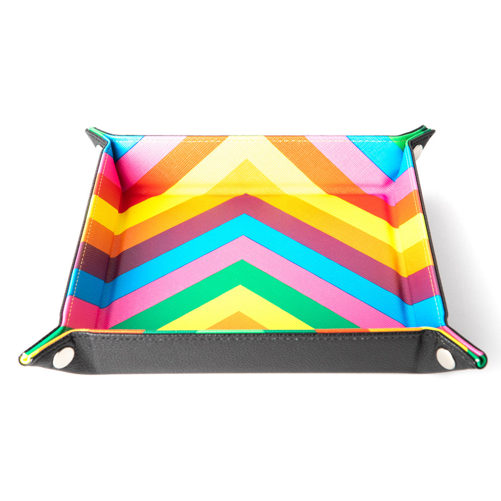 MDG Fold Up Dice Tray w/ PU Leather Backing Leather Rainbow - MDG534
