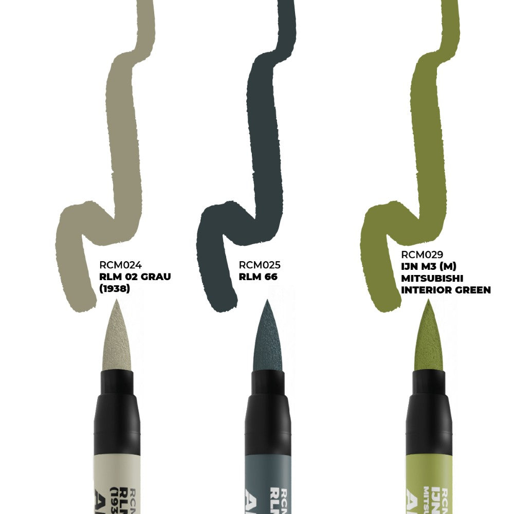 AK Interactive RCM110 RC Markers Wwii Axis Aircraft Cockpit Colors Set 3 Real Colors Markers