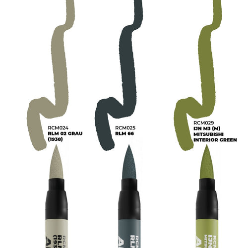 AK Interactive RCM110 RC Markers Wwii Axis Aircraft Cockpit Colors Set 3 Real Colors Markers