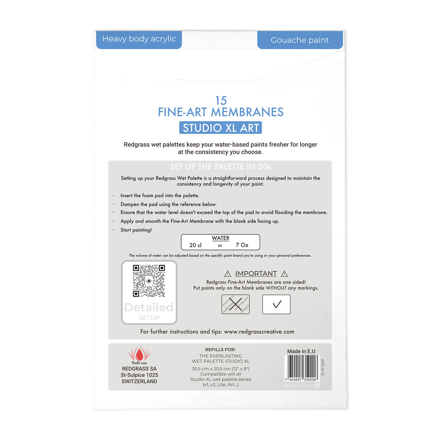 RedGrass APS-M-15 Redgrass Studio XL ART Palette Membranes