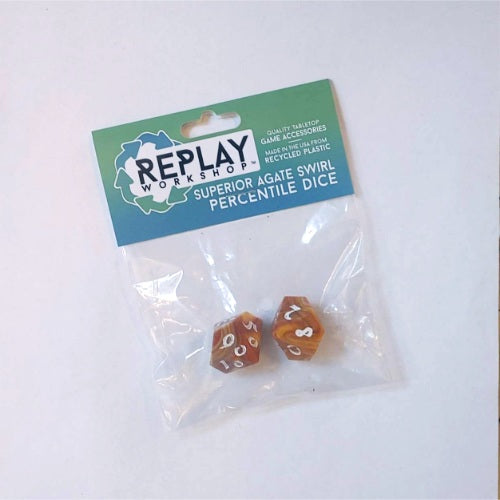 Atlas Games AG7007 Replay Superior Agate Swirl Recycled Percentile Dice