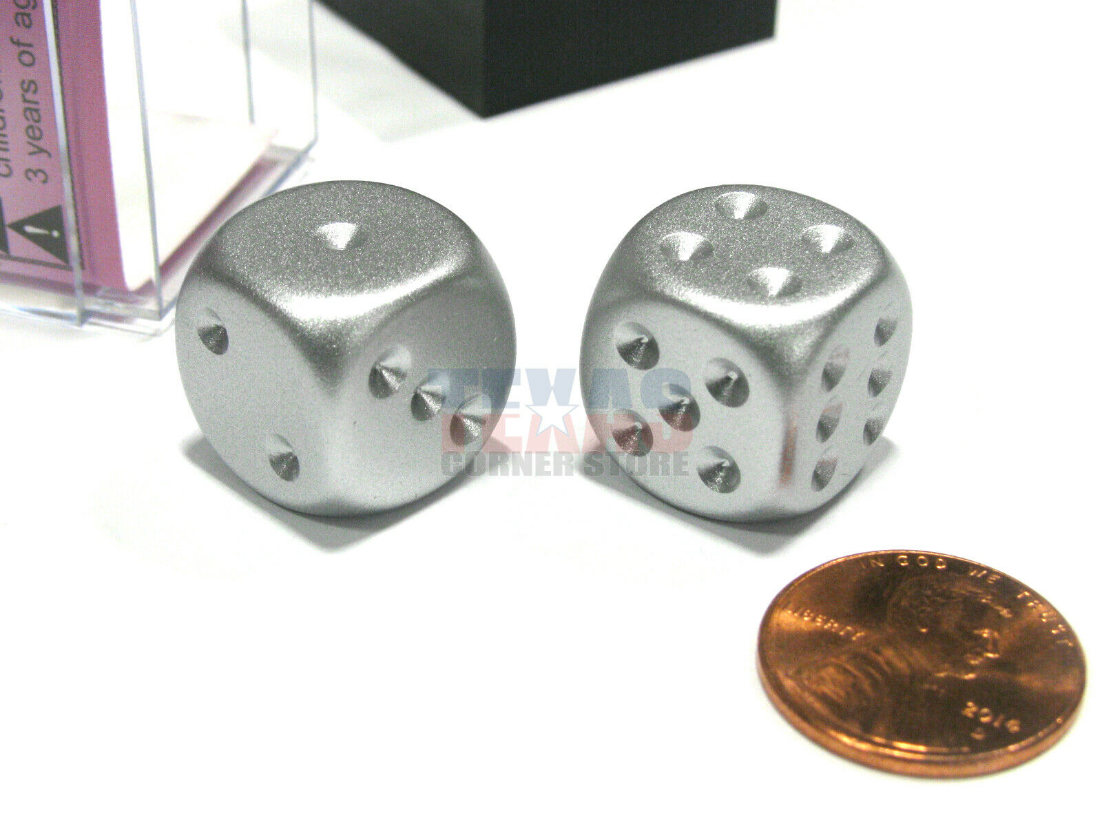 Chessex Aluminum (matte finish) Metallic 16mm d6 Pair