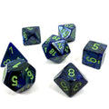 Chessex Lustrous Dark Blue w/green Classic Polyh