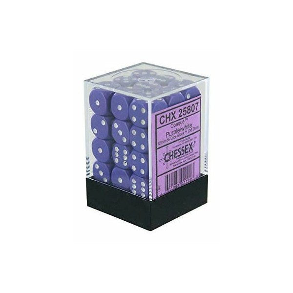 Chessex Opaque 12mm d6 Purple/white Dice Block (36 dice)