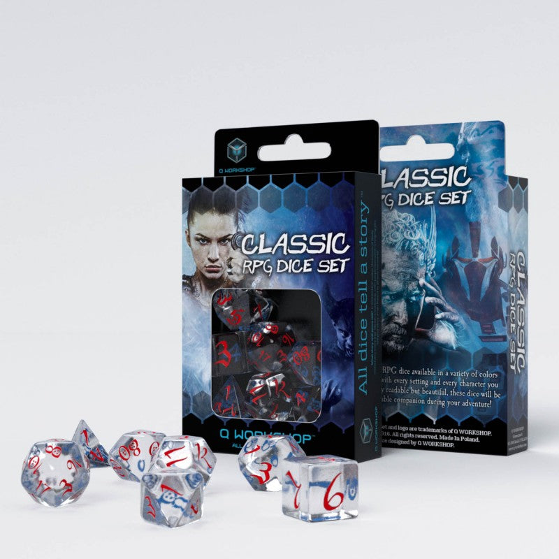 Q Workshop Classic RPG Translucent & blue-red Dice Set