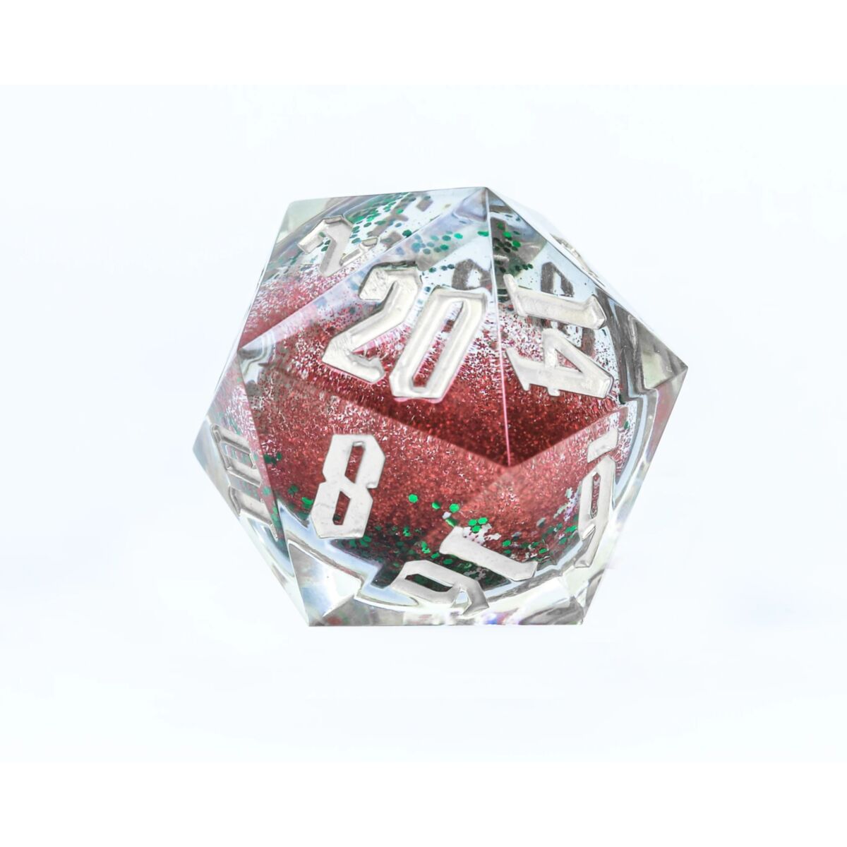 Sirius D20 Snow Globe Silver Ink; Red and Green Glitter with Silver Snowflakes - SDZ0012-02
