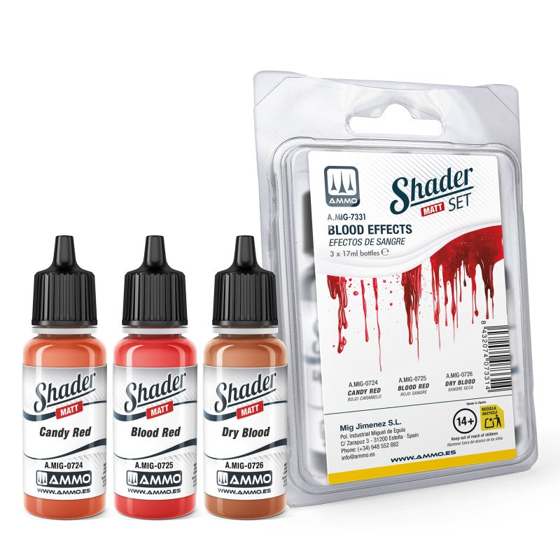 AMMO by Mig Jimenez A.MIG-7331 Matt SHADER Set Blood Effects (9158274154733)
