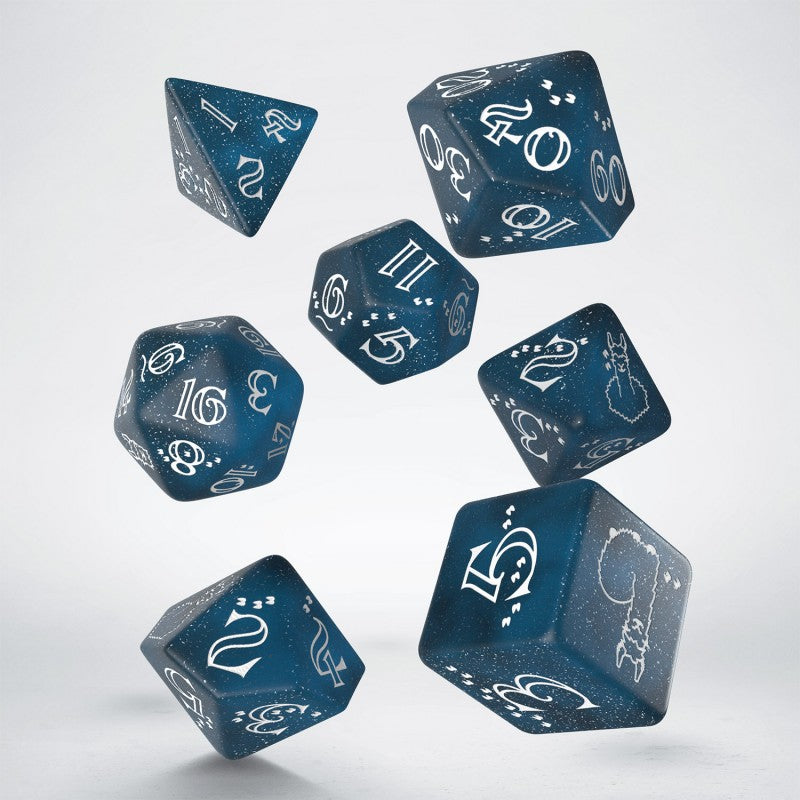 Q Workshop Shimmering Llama Dice Set (Glittering dark blue & white)