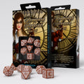 Q Workshop Steampunk Clockwork Caramel & White Dice Set