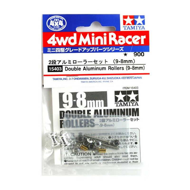 Tamiya 15403 Mini 4WD JR Dbl Alum. Rollers 9-8mm - Hobby City NZ (767707217969)