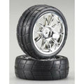 Tamiya 53956 10 SPOKE WHEEL WITH  TYRE(2) 24mm/ 0 (8143286436077)