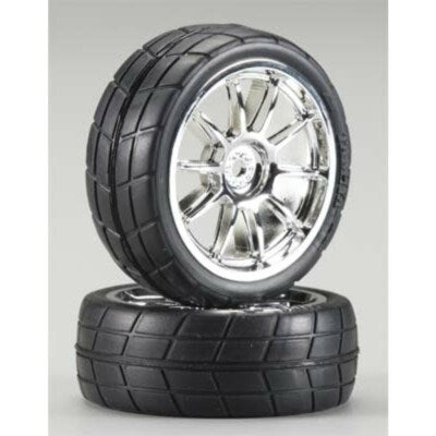 Tamiya 53956 10 SPOKE WHEEL WITH  TYRE(2) 24mm/ 0 (8143286436077)