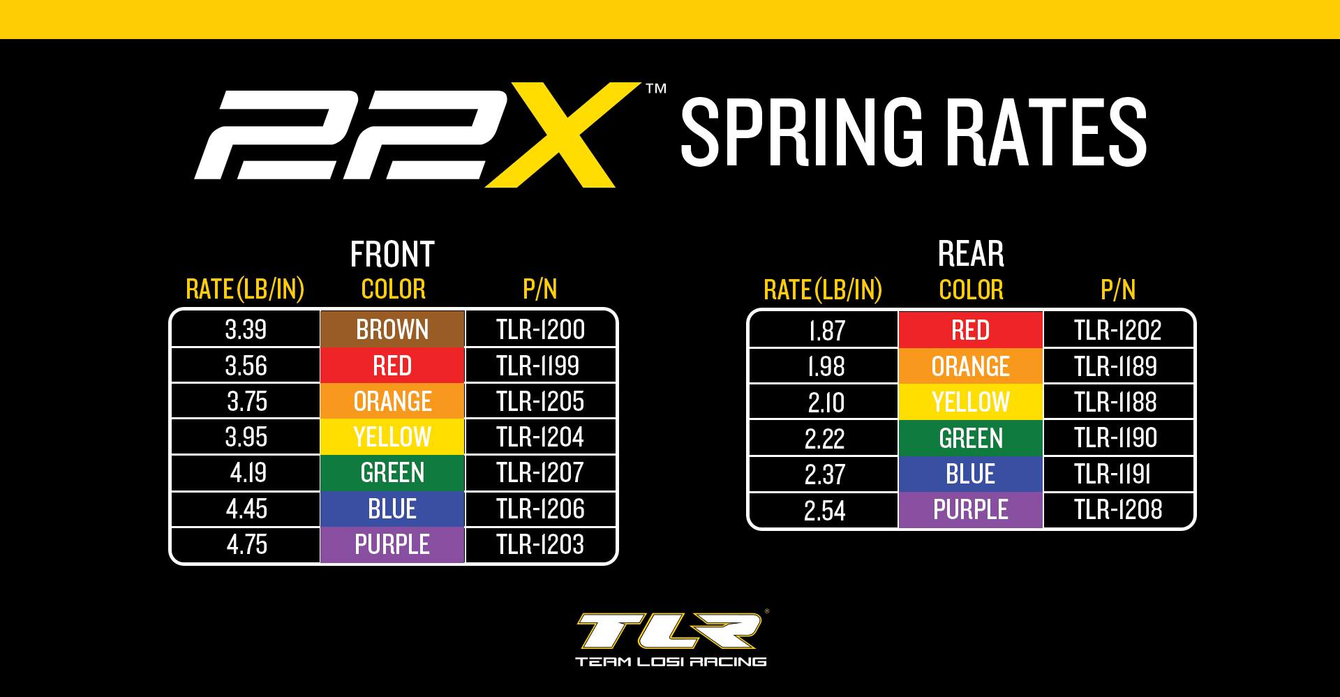 Losi TLR-1208 Rear Springs, Purple, 2.54lb, 13mm (2) (9255892418797)
