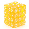 Chessex Translucent 12mm d6 Yellow/white Dice Block (36 dice)