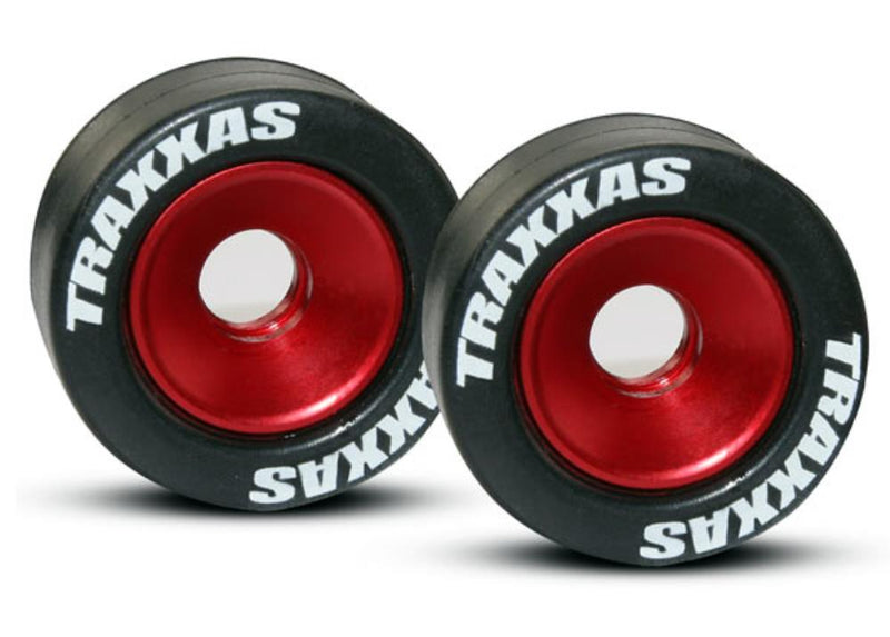 Traxxas 5186 - Wheels Aluminum (Red-Anodized) (2)/ 5X8Mm Ball Bearings (4)/ Axles (2)/ Rubber Tires (2) - Hobby City NZ