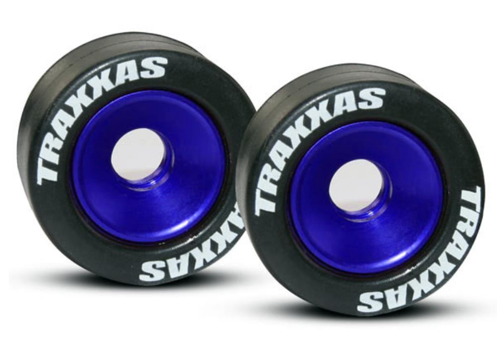 Traxxas 5186A - Wheels Aluminum (Blue-Anodized) Rubber Tires (2) (769252229169)
