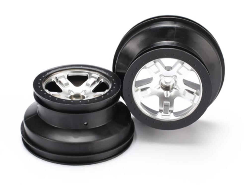 Traxxas 5874X - Wheels Sct Satin Chrome Black Beadlock Style Dual Profile (2.2 Inner) (2Wd Front) (2) (769266843697)