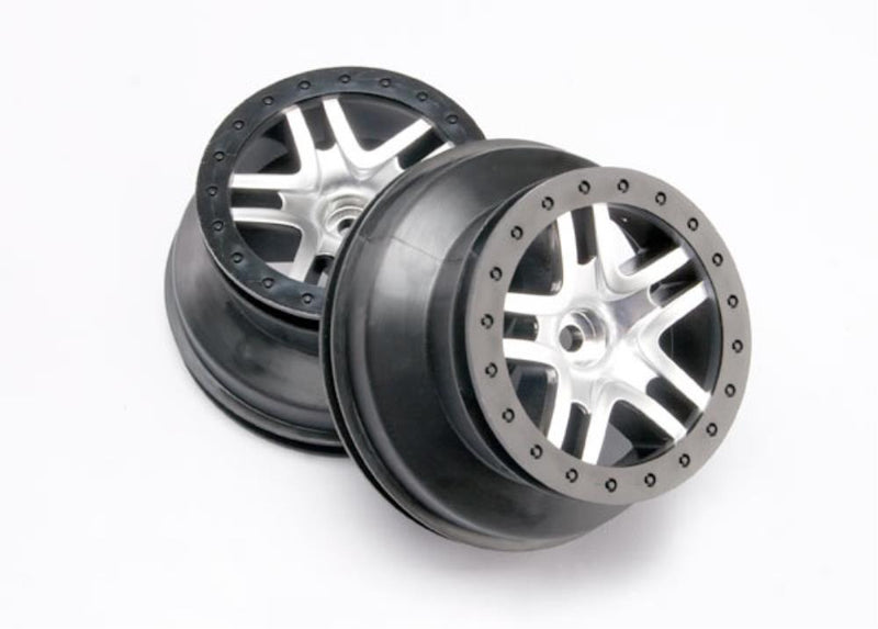 Traxxas 5876 - Wheels Sct Split-Spoke Satin Chrome Black Beadlock Style Dual Profile (2)