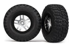 Traxxas 5877 - Tires & Wheels Glued Satin Chrome Black Beadlock Wheels Bfgoodrich (2) (2Wd Front) (8264973353197)