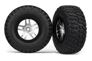 Traxxas 5877 - Tires & Wheels Glued Satin Chrome Black Beadlock Wheels Bfgoodrich (2) (2Wd Front) - Hobby City NZ