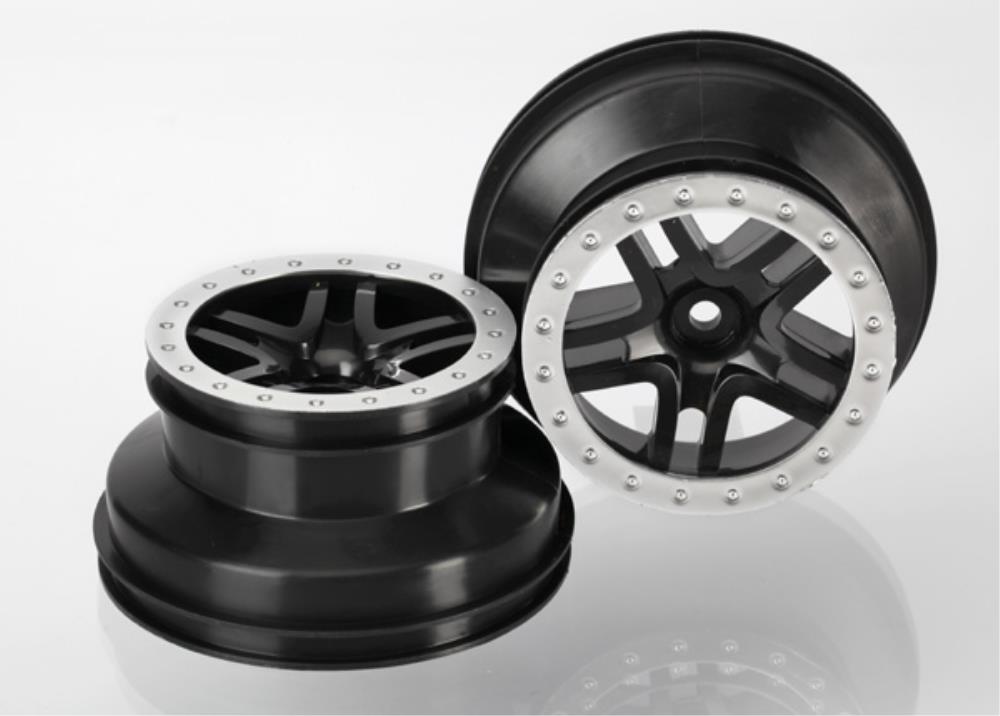 Traxxas SCT Split-Spoke Black Satin Chrome Beadlock Style Dual Profile RC Wheel (2)