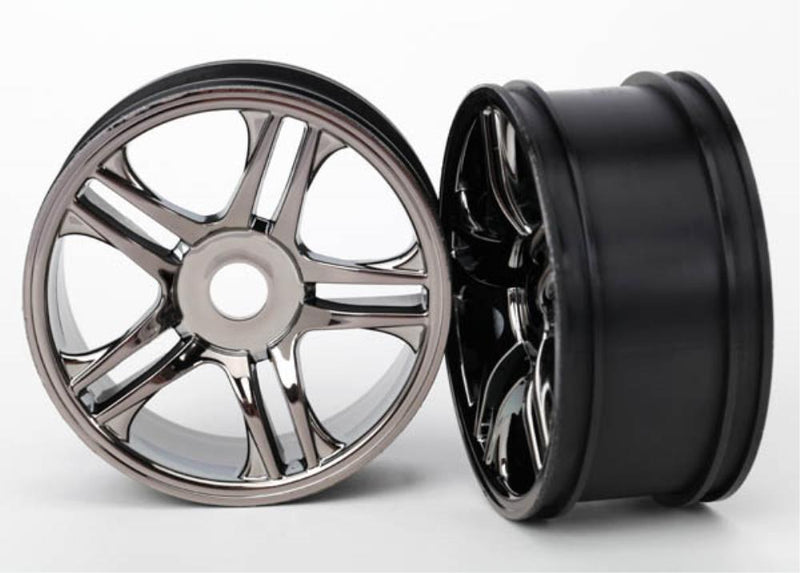 Traxxas 6476 - Wheels Split-Spoke (Black Chrome) (Rear) (2)