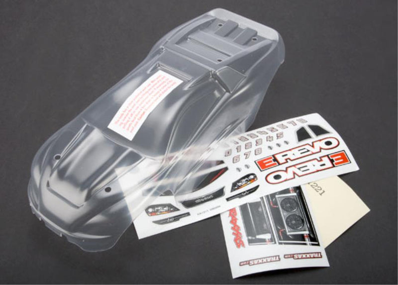Traxxas 7111 - Body 1/16 E-Revo (Clear Requires Painting)/ Grill And Lights Decal Sheet