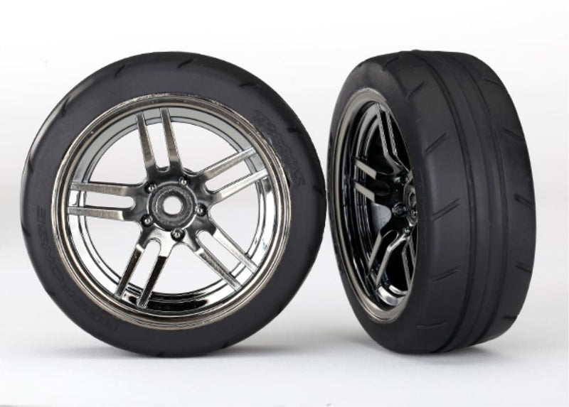 Traxxas 8373 - Split-Spoke Black Chrome Wheels 1.9' Response Tires (Front) (2) - Hobby City NZ