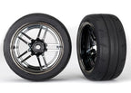 Traxxas Split-Spoke Black Chrome 1.9in Assembled RC Wheel & Tyre Set (2) (2)