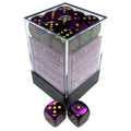 Chessex Gemini 12mm d6 Black-Purple/gold Dice Block (36 dice)
