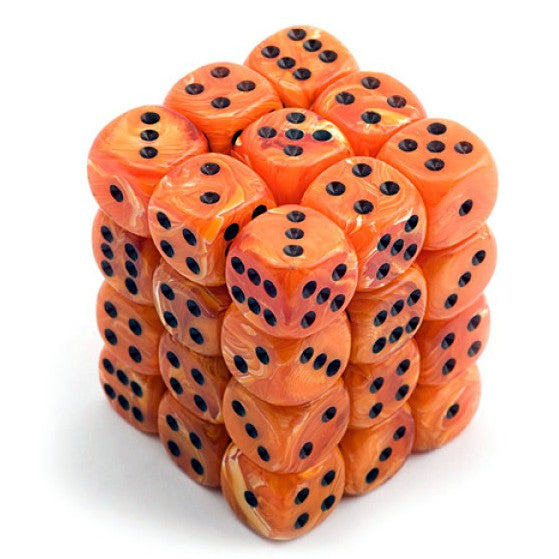 Chessex Vortex 12mm d6 Orange/black Dice Block (36 dice)