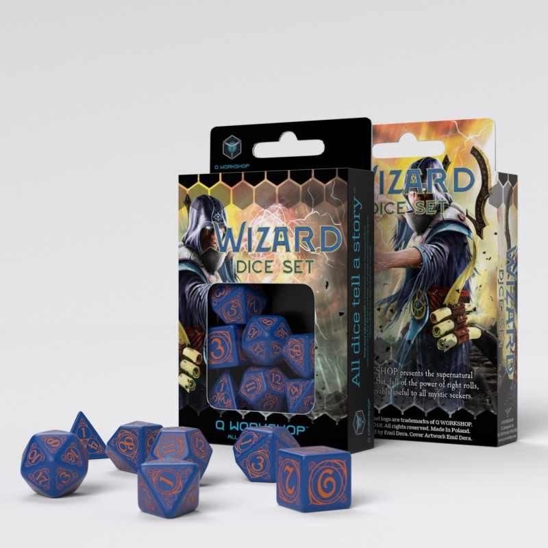 Q Workshop Wizard Dark-blue & orange Dice Set